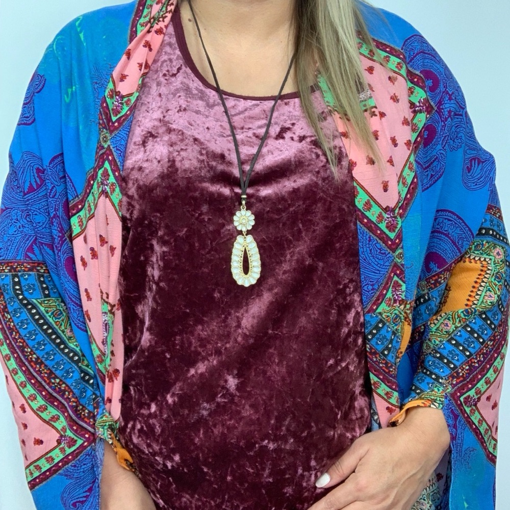 Kimono Paisley Patchwork Cocoon Boho Cover Up